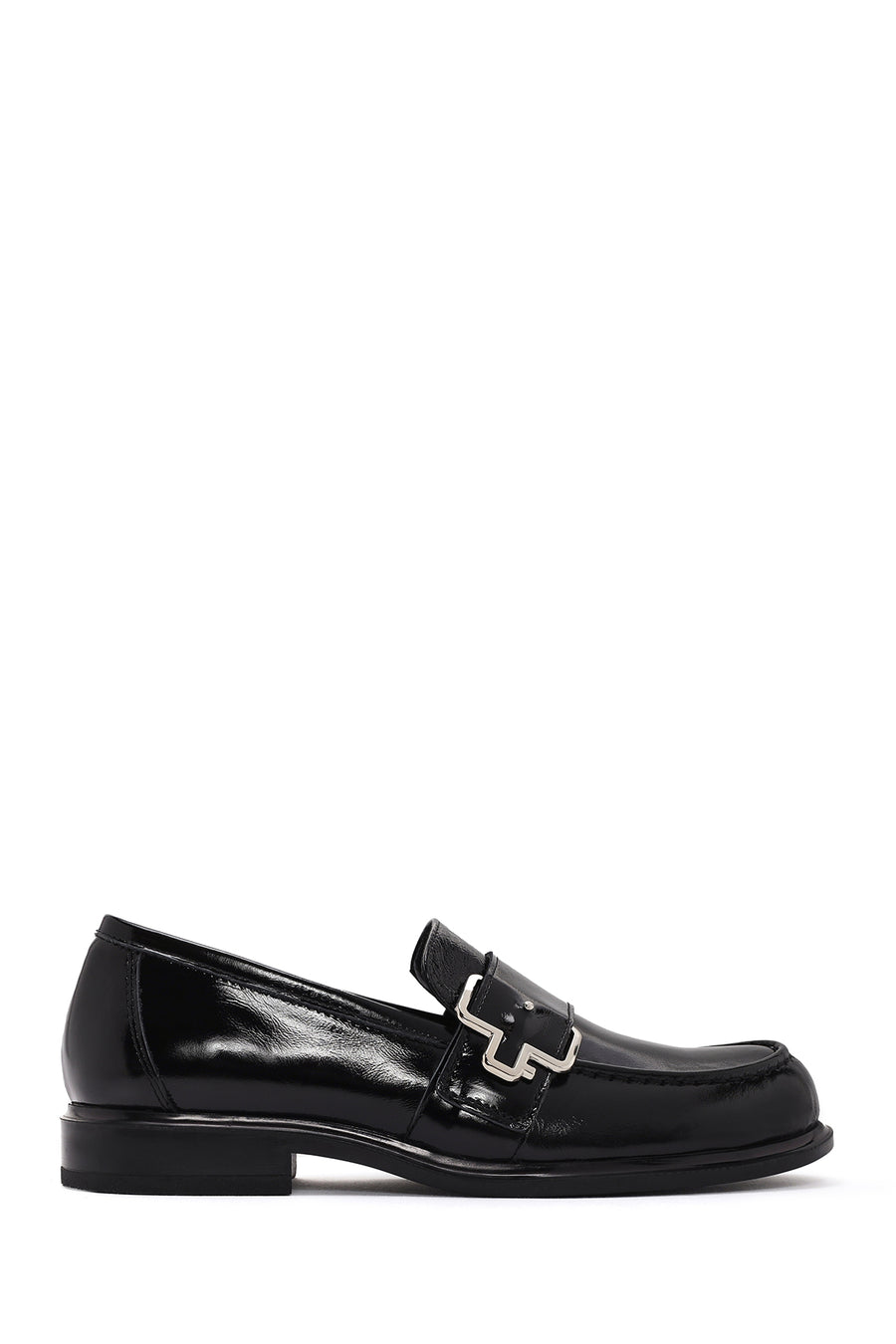 Women's Black Patent Leather Masculine Loafer 24SFD180816 | Derimod