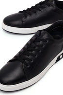 Erkek Siyah Bağcıklı Deri Sneaker | Derimod