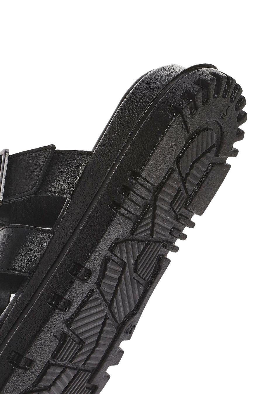 
Women's Black Thick Sole Leather Slippers
