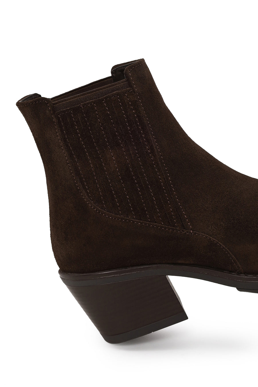 Woman Brown Chunky-Heeled Suede Chelsea Boots