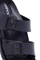 Men's Navy Blue Double Buckle Slippers | Derimod