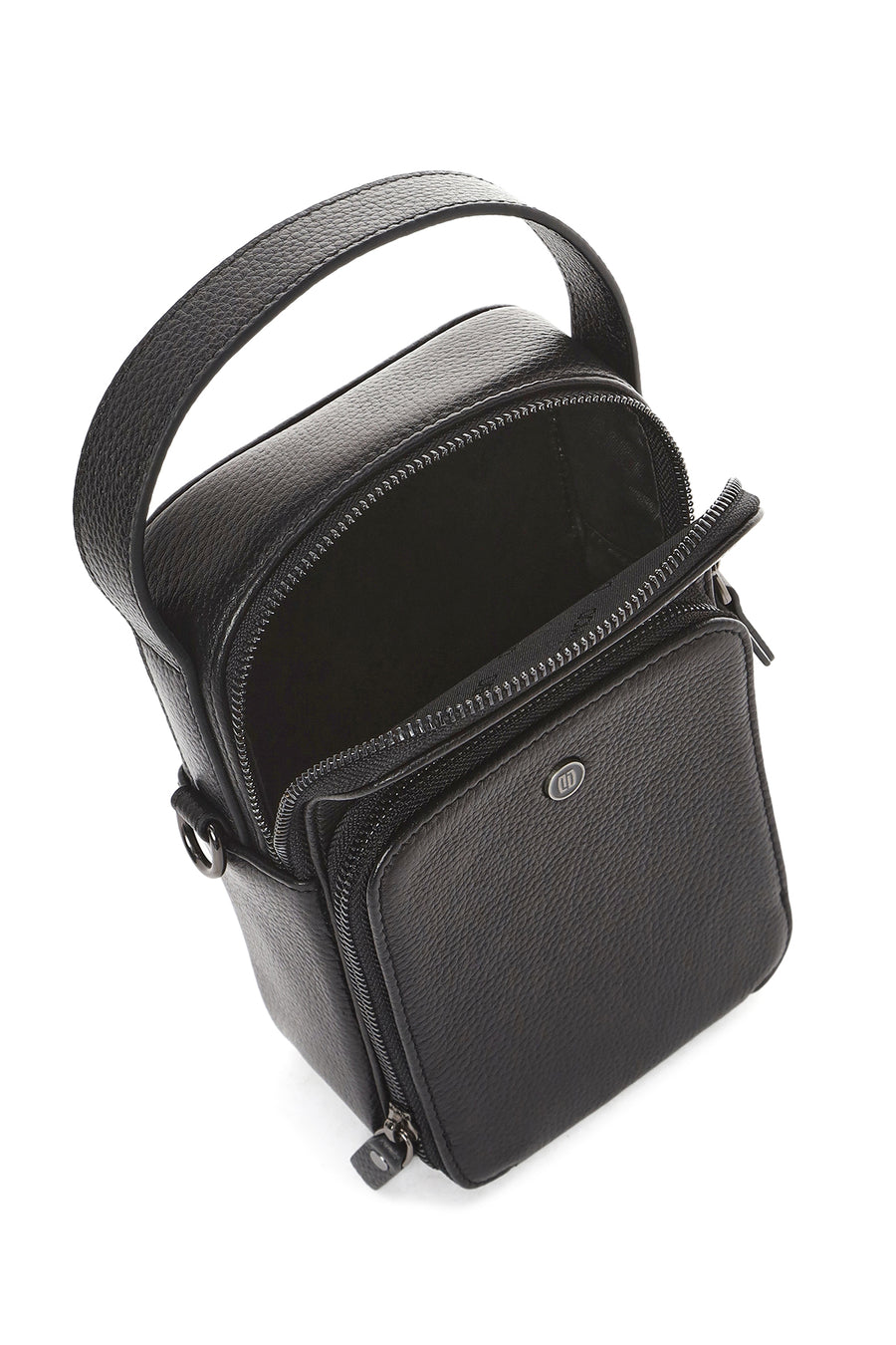 Men's Black Long Strap Leather Handbag
