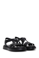 Women's Black Leather Comfort Sandals | Derimod