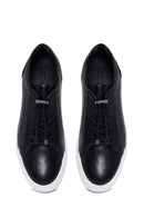 Male Black Lace-Up Thick-Soled Leather Sneaker | Derimod