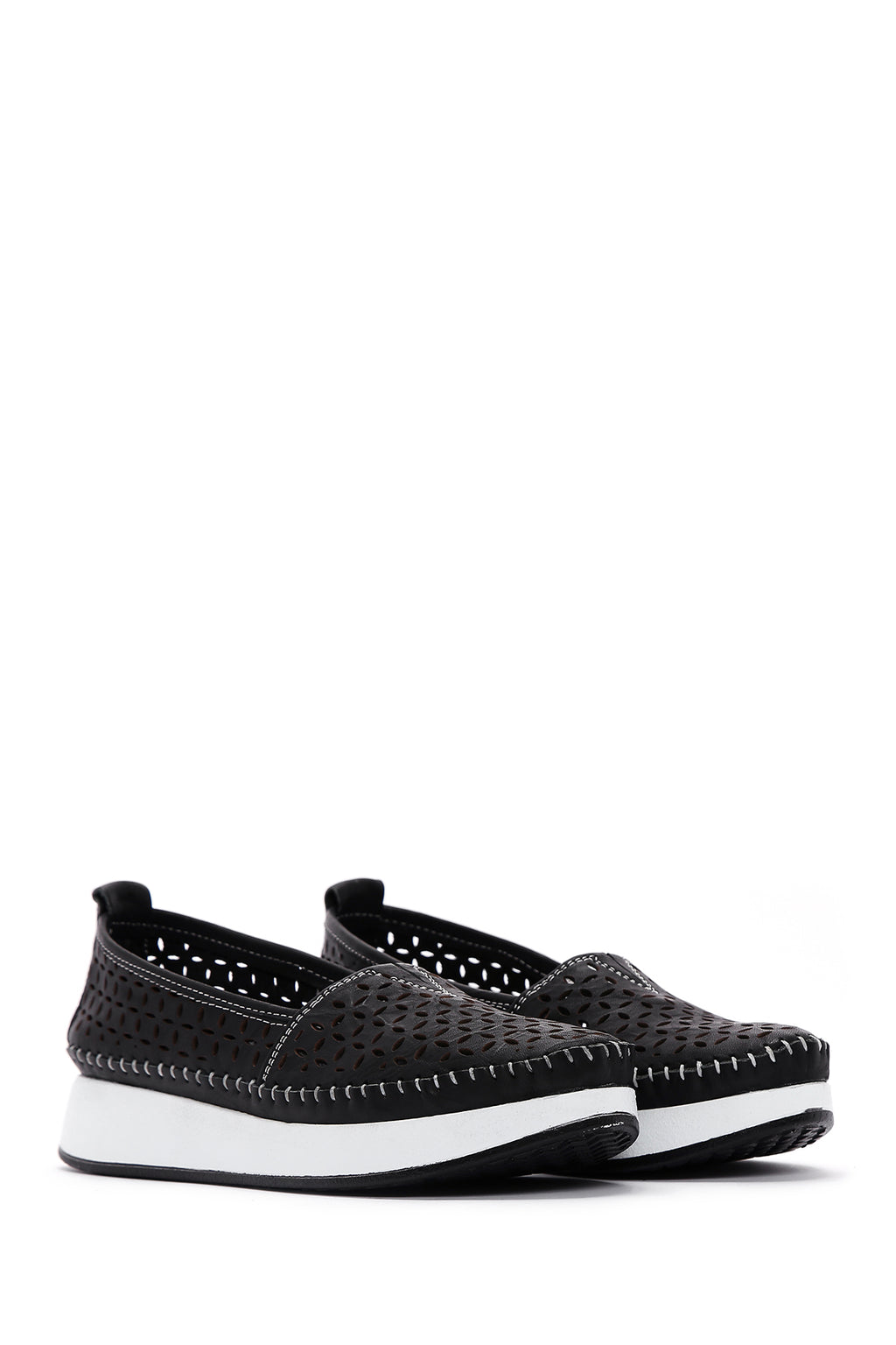 Kadın Siyah Kalın Tabanlı Deri Comfort Loafer