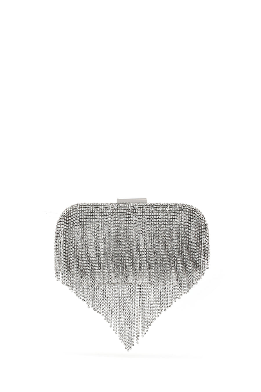 Women's Silver Long Chain Strap Stoned Clutch Bag 24SBD2703TS | Derimod
