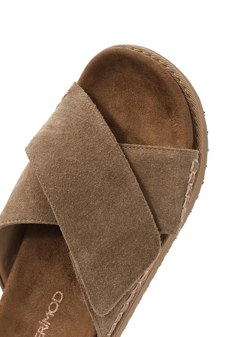 Women's Brown Thick Soled Suede Leather Slippers