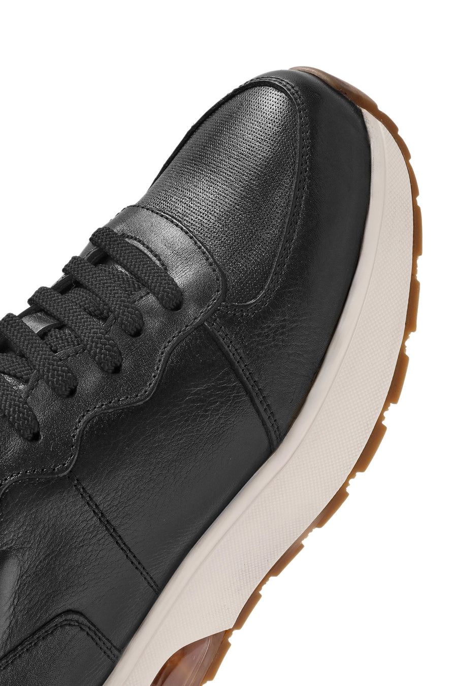 Men's Black Lace-up Leather Sneaker
