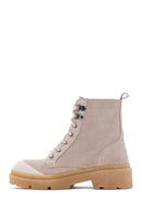 Women's Beige Suede Leather Boots | Derimod