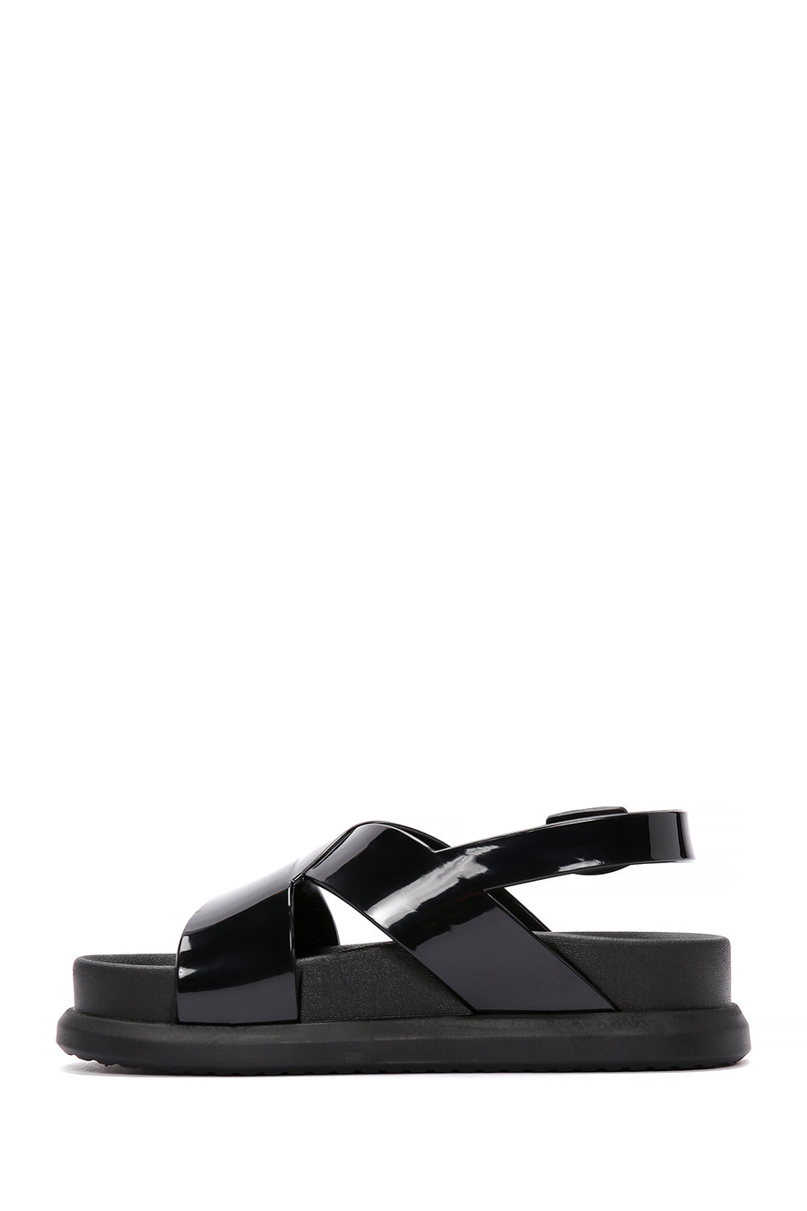 Women's Black Ankle Strap Thick Soled Jelly Sandals