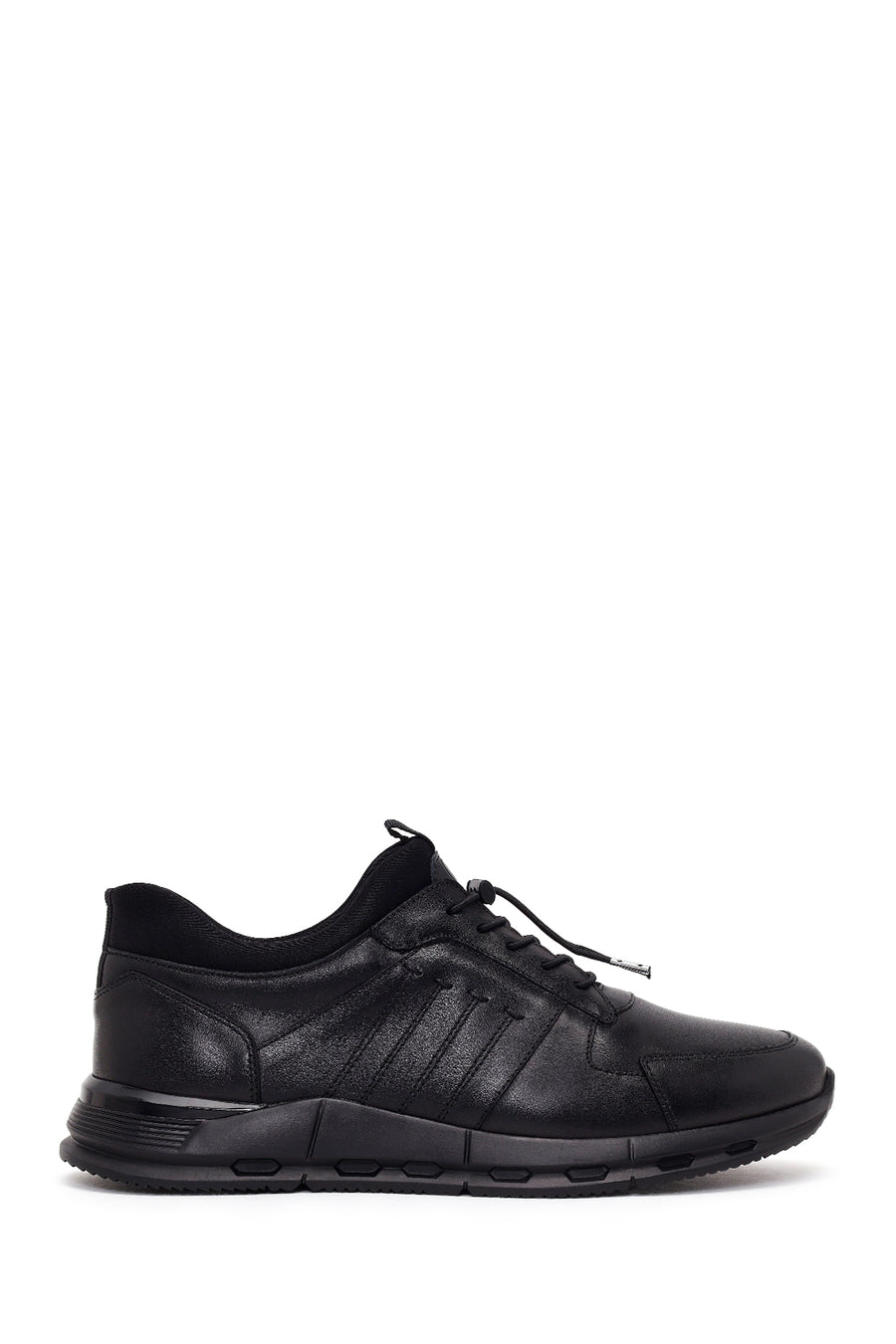 Erkek Siyah Bağcıklı Deri Sneaker WM828006DV | Derimod