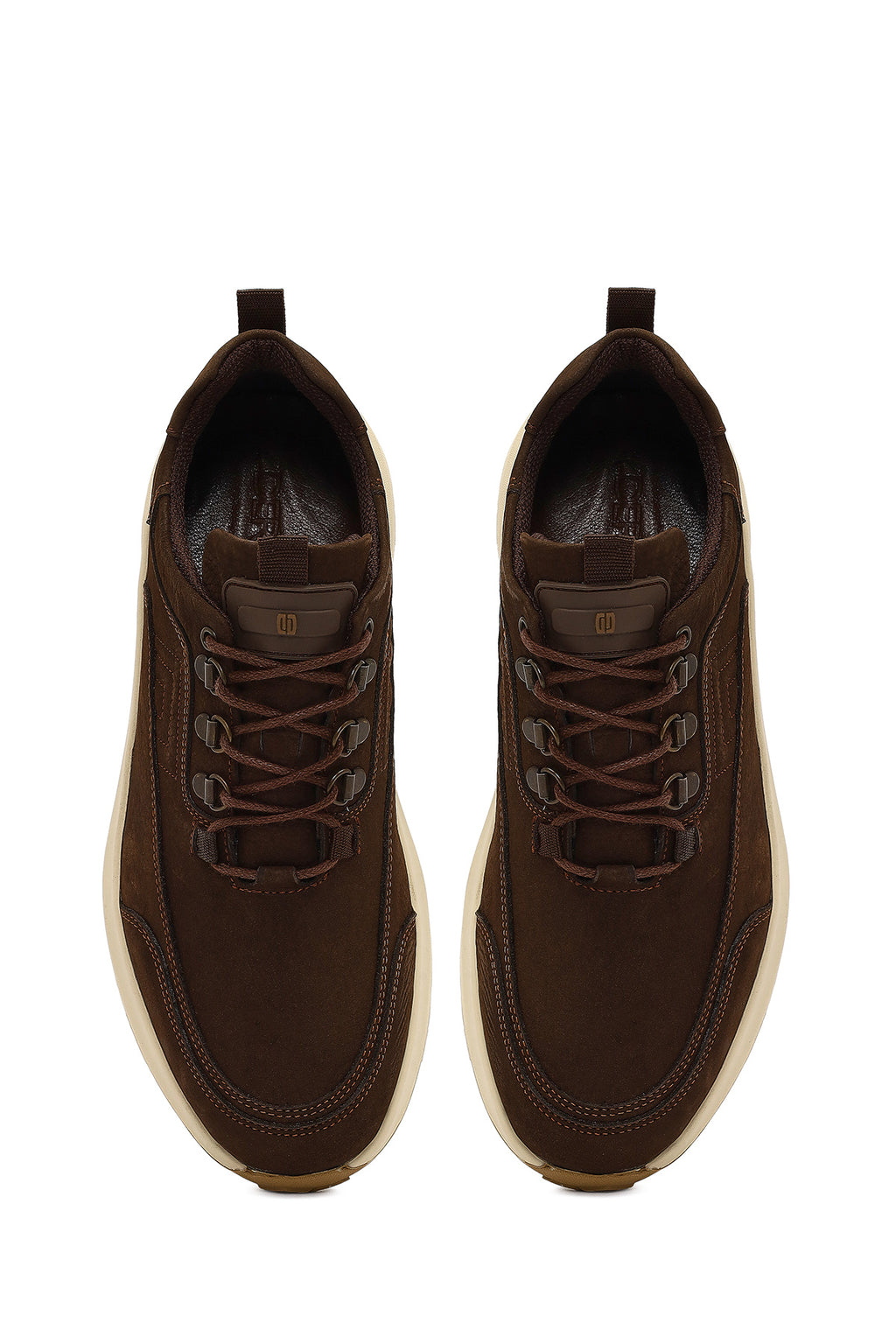 Erkek Kahverengi Bağcıklı Kalın Tabanlı Nubuk Deri Casual Sneaker