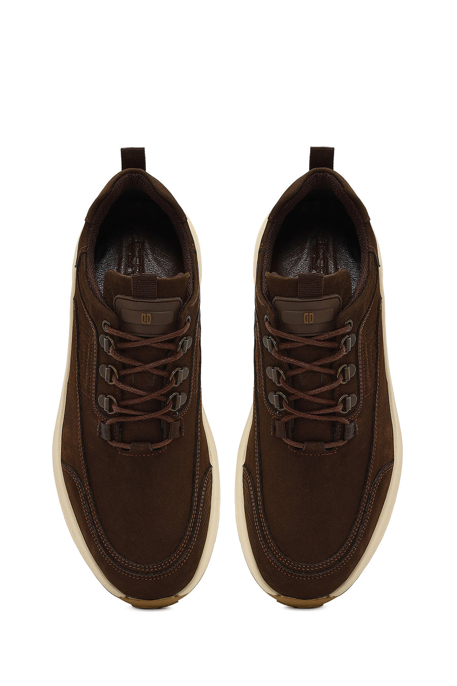 Erkek Kahverengi Bağcıklı Kalın Tabanlı Nubuk Deri Casual Sneaker