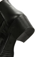 Women's Black Thick Heeled Zippered Leather Boots | Derimod