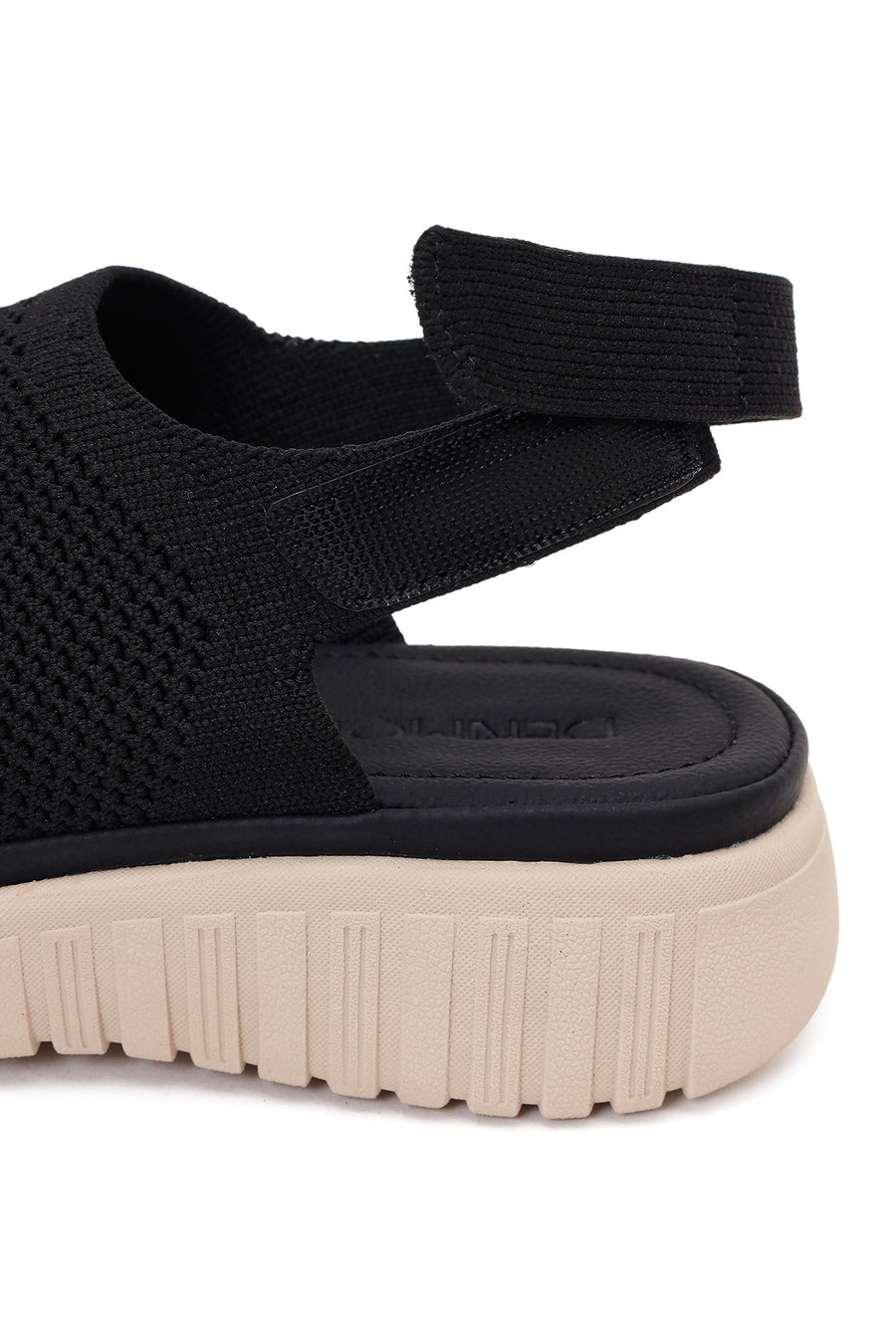 Women's Black Strapped Thick-Soled Fabric Sandals