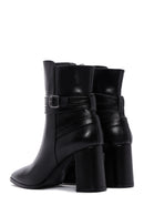 Women's Black Leather Heeled Boots | Derimod