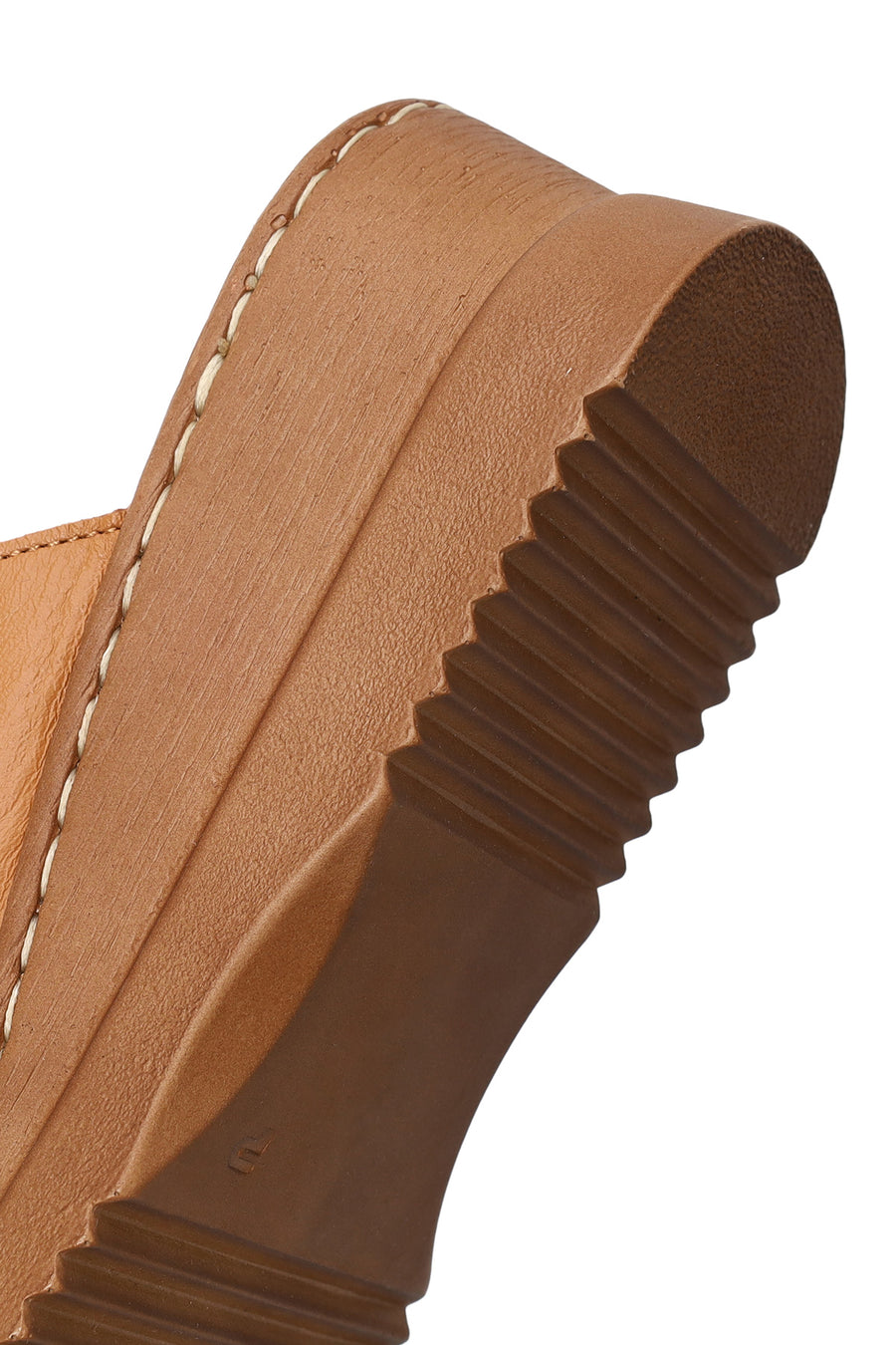 Woman Tan Wedge Heel Leather Comfort Slipper