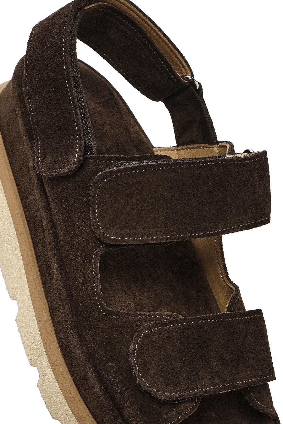 Women's Brown Double Strap Suede Leather Sandals