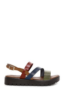 Women's Multicolored Thick-Soled Leather Bodrum Sandals | Derimod