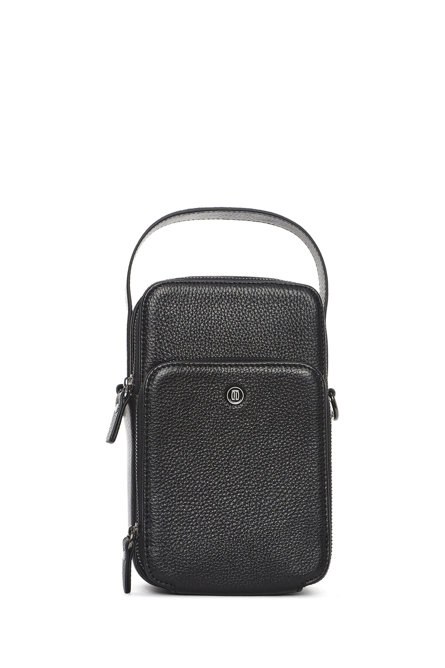 Men's Black Long Strap Leather Handbag