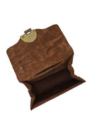 Woman Tan Long-Strap Suede Crossbody Bag | Derimod