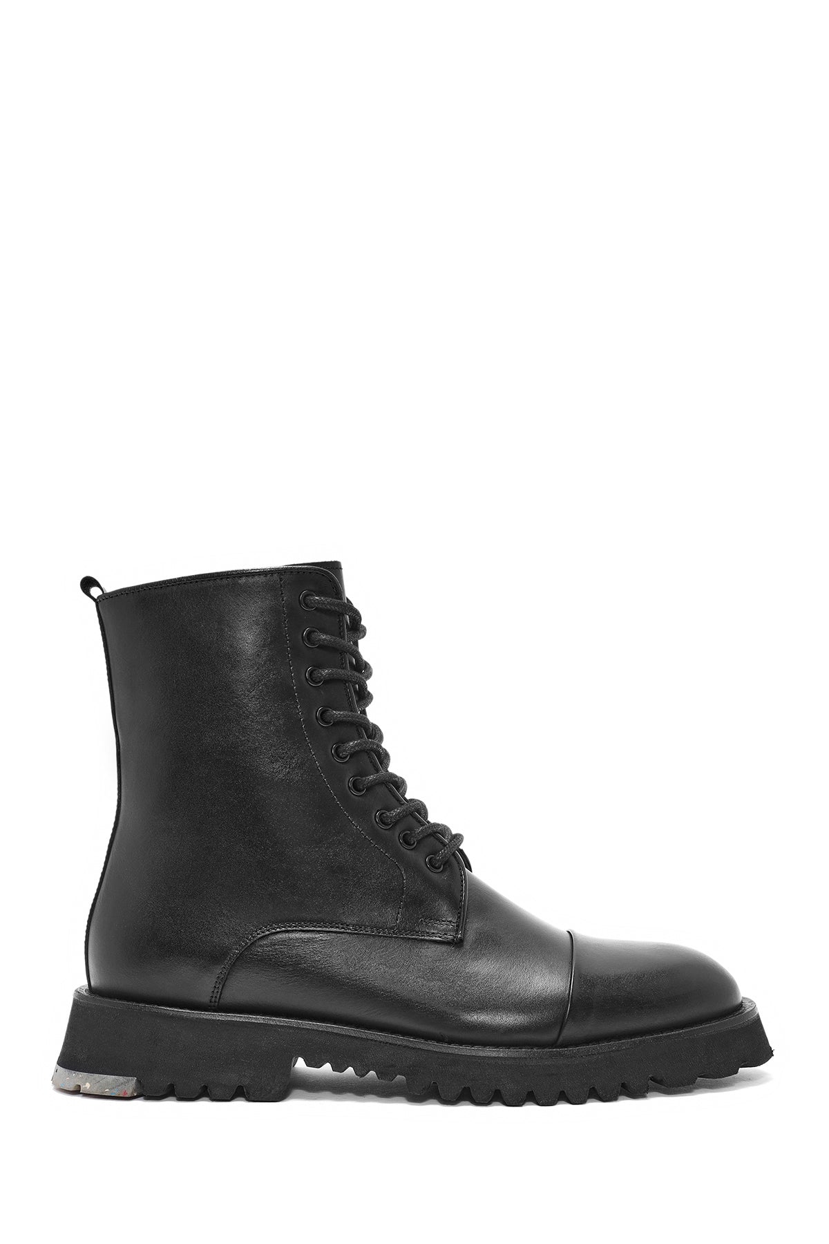 Men's Black Zippered Leather Combat Boots 24WFD642018 | Derimod