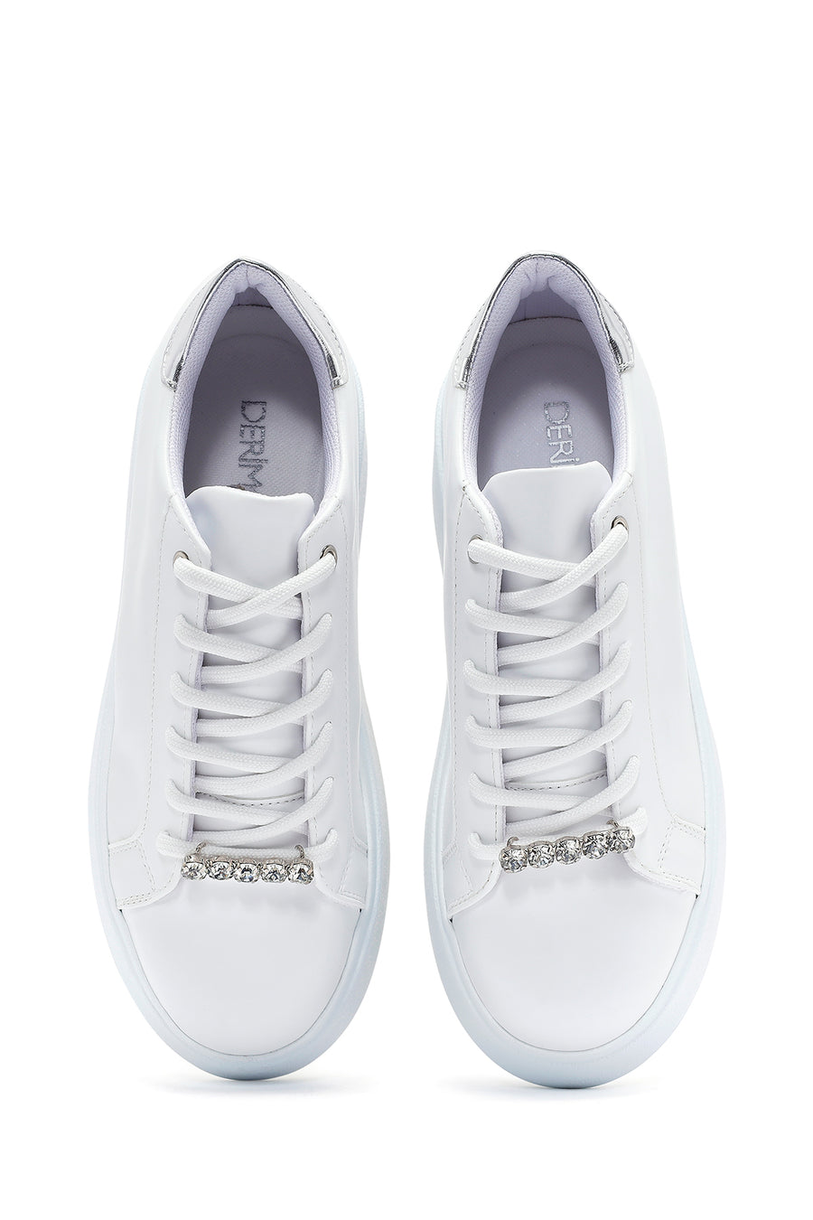 Kadın Beyaz Bağcıklı Kalın Tabanlı Sneaker