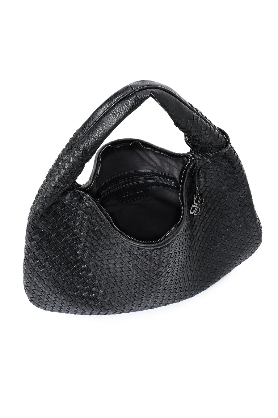 Women's Black Braided Shoulder Bag