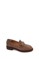 Woman Mink Buckled Suede Loafer | Derimod