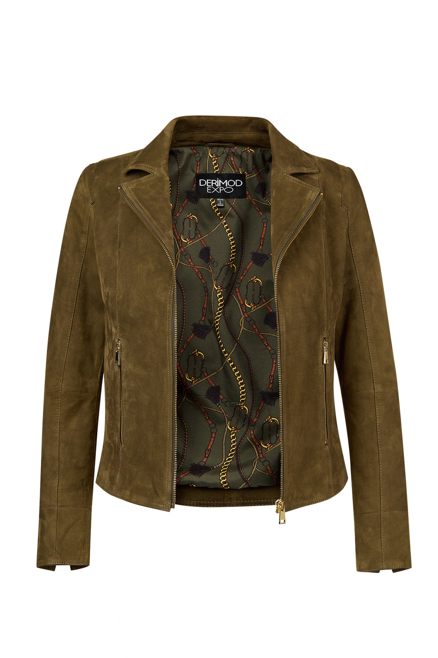 Lara Woman Green Short Suede Leather Jacket