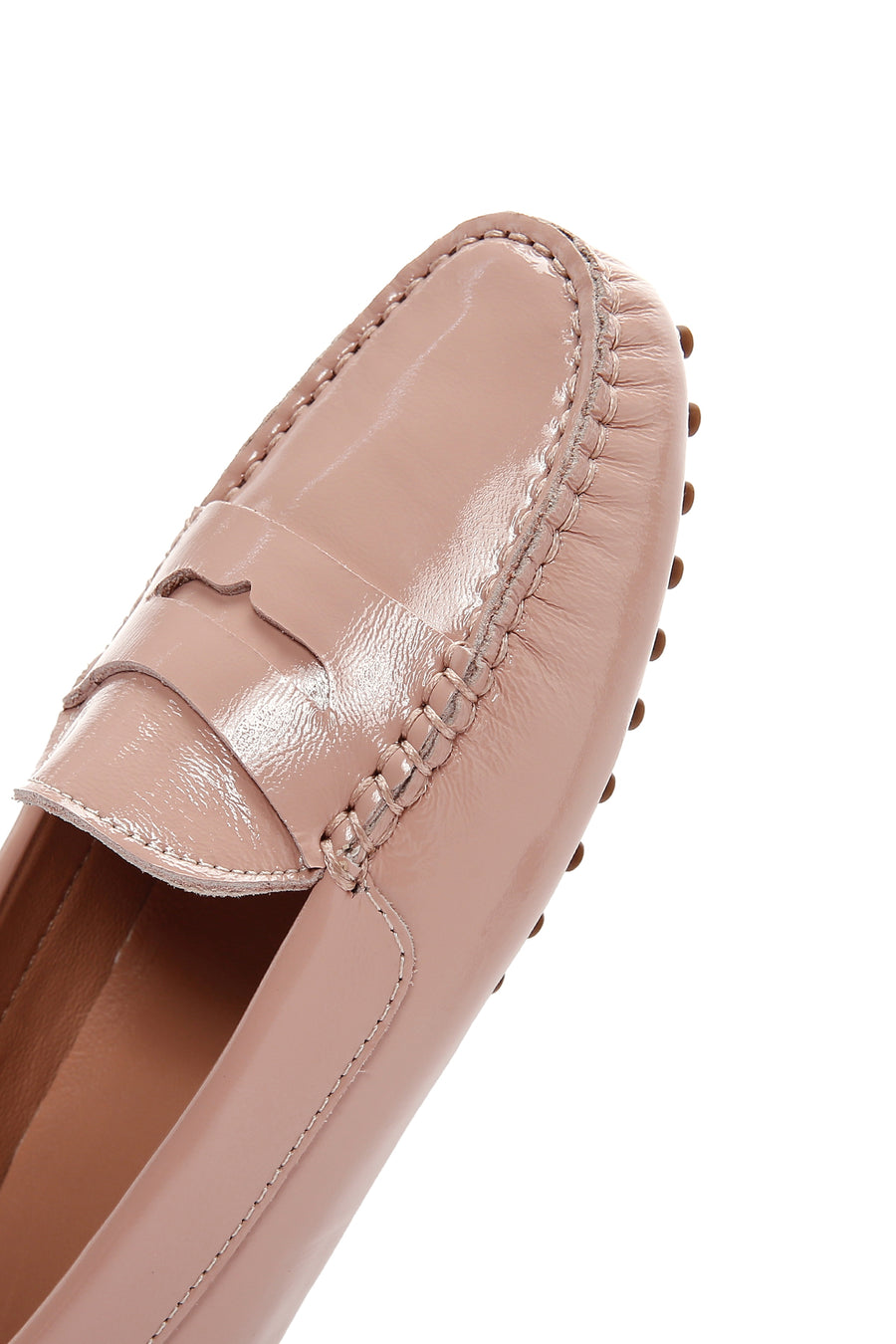 Kadın Pudra Rugan Deri Klasik Loafer