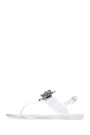 Women's White Jelly Transparent Stone Flip Flops Sandals | Derimod
