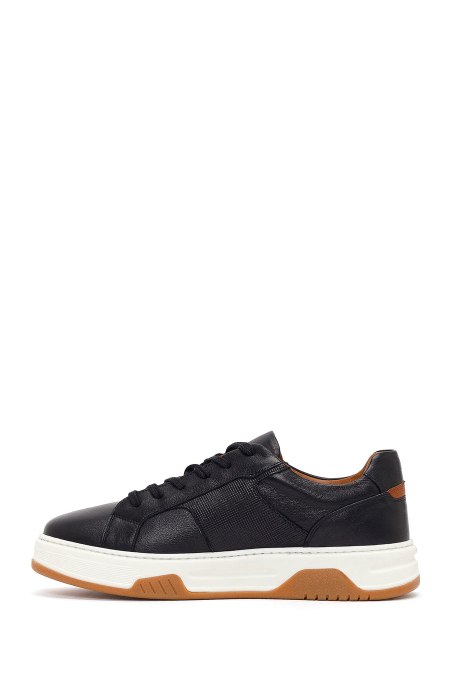Men's Black Thick Sole Lace Up Leather Sneaker