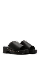 Women's Black Thick Heeled Slippers | Derimod