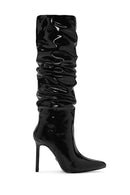 Women's Black Thin Heeled Patent Leather Boots | Derimod