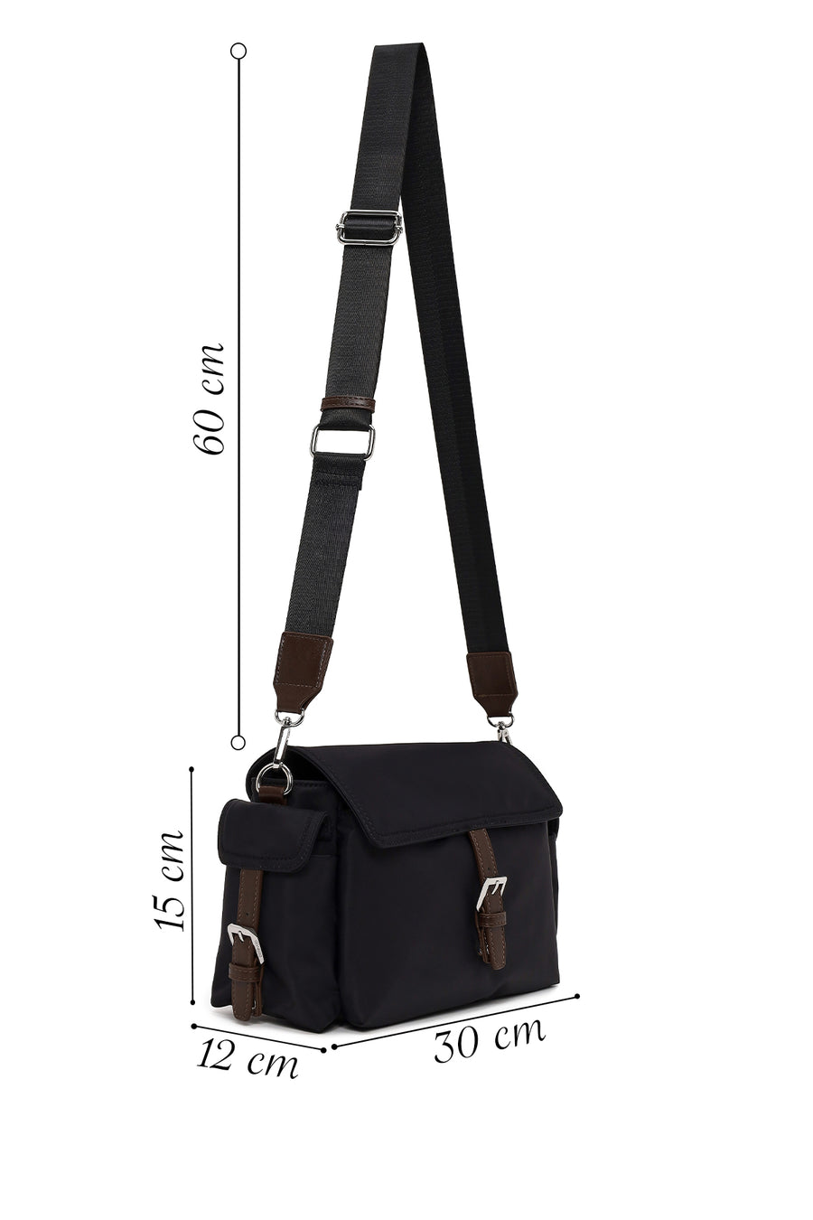 Woman Black Fabric Crossbody Bag