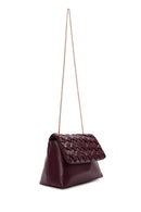 Women's Burgundy Long Chain Strap Braided Crossbody Bag | Derimod