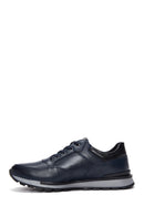 Men's Navy Blue Leather Sneaker | Derimod