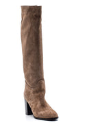 Women's Suede Heeled Leather Boots | Derimod