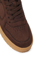Woman Brown Lace-Up Chunky-Soled Suede Sneakers | Derimod