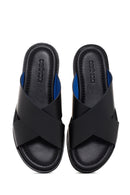 Men's Black Leather Slippers | Derimod