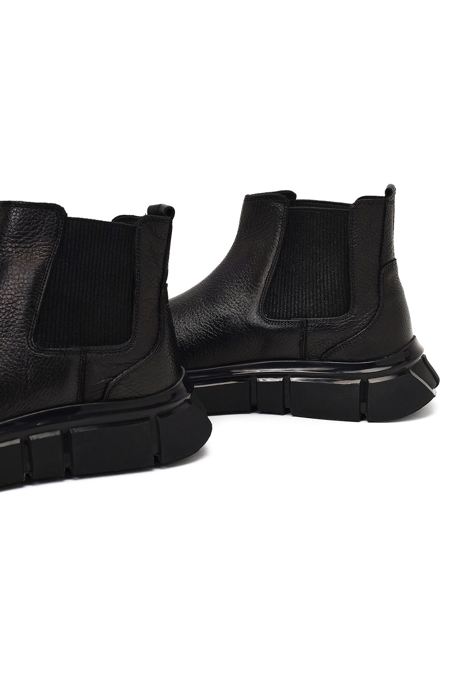 Male Black Thick-Soled Leather Chelsea Boots
