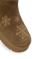 Woman Taba Patterned Suede Teddy Boots | Derimod