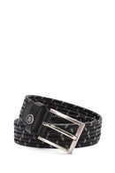 Men's Black Braided Leather Belt | Derimod