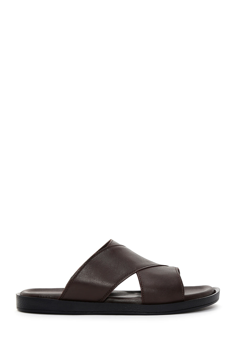 Men's Brown Leather Slippers 24SFD6252FT | Derimod