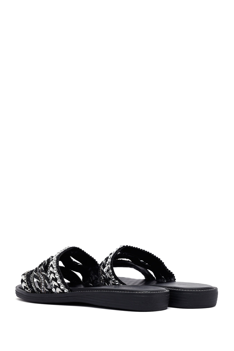Woman Black Stone Slippers