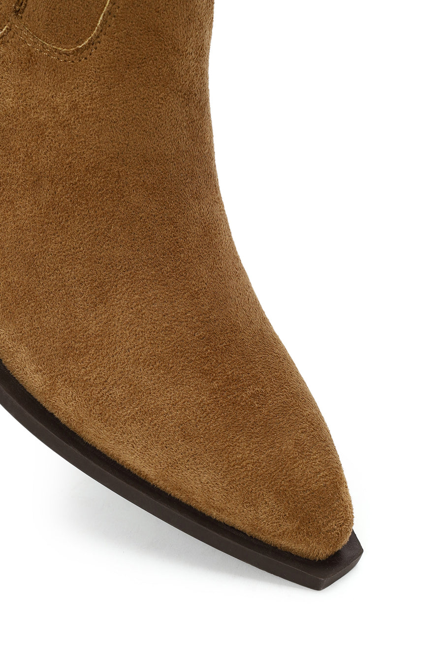 Woman Tan Zip Closure Chunky Heeled Suede Boots