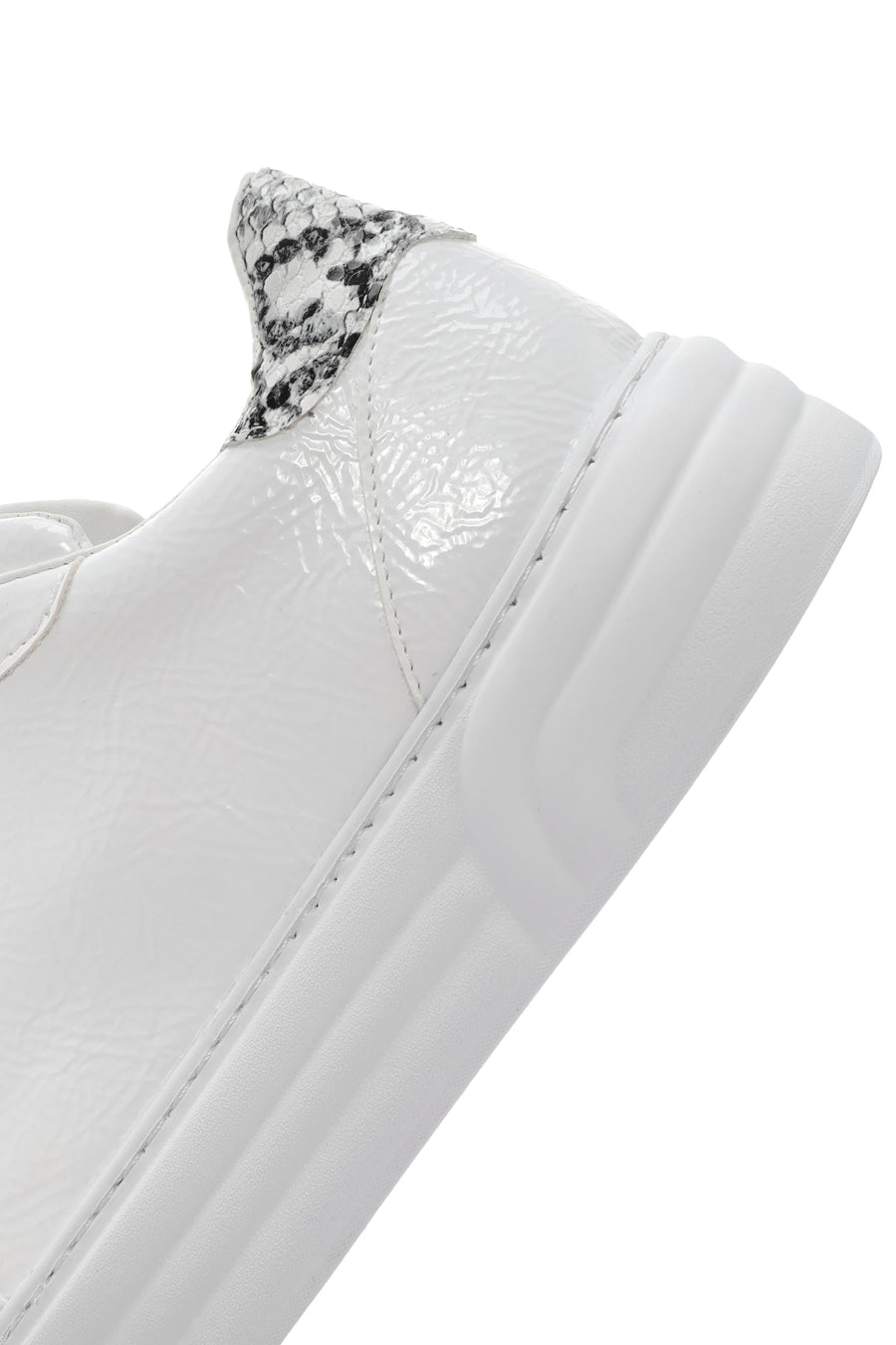 Women's White Patent Leather Thick Soled Sneaker