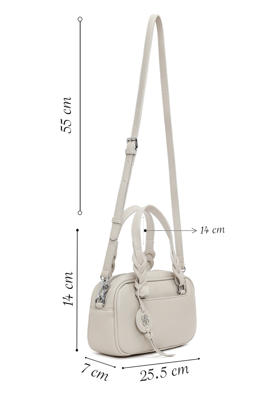 Woman Gray Mini Shoulder Bag with Long Strap