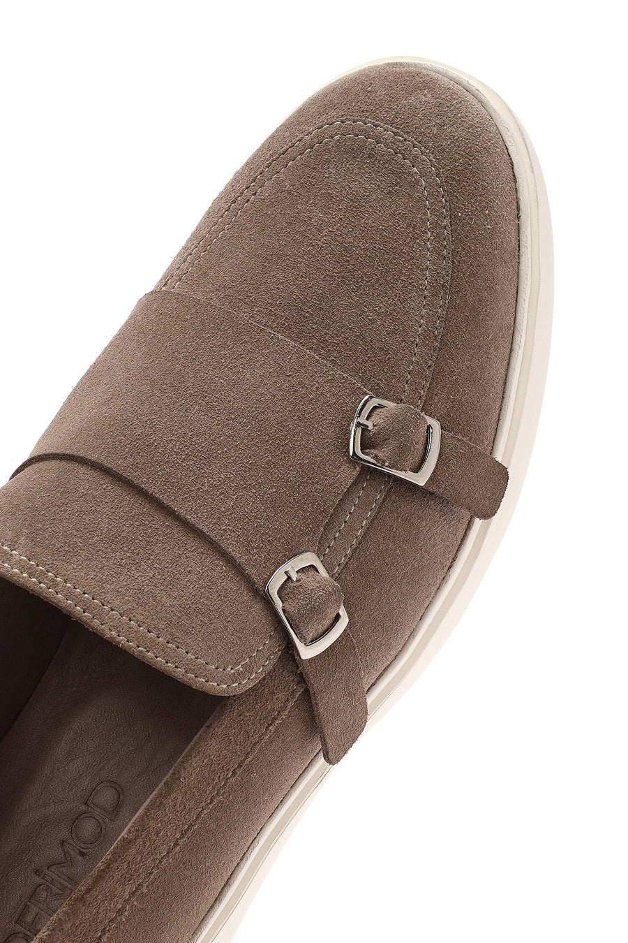 Erkek Bej Çift Tokalı Süet Deri Casual Loafer